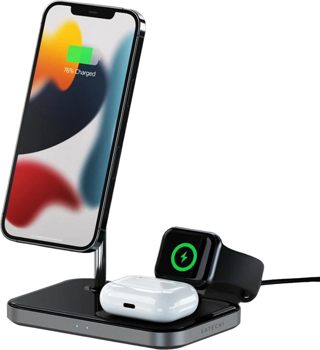 Беспроводное зарядное устройство Satechi Aluminum Magnetic Wireless Charging Stand Space Gray